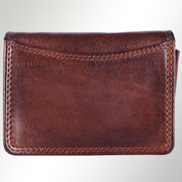 Spaghetti Western Swc445Brn Card-Holder Vintage Handmade Drum Dyed Genuine European Cowhide Leather Women Bag Western Handbag Purse
